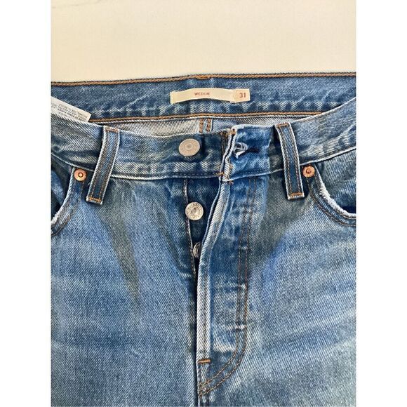 Levi’s Premium Sz 31 Wedgie Jeans Button Fly Raw Hem - Picture 3 of 8